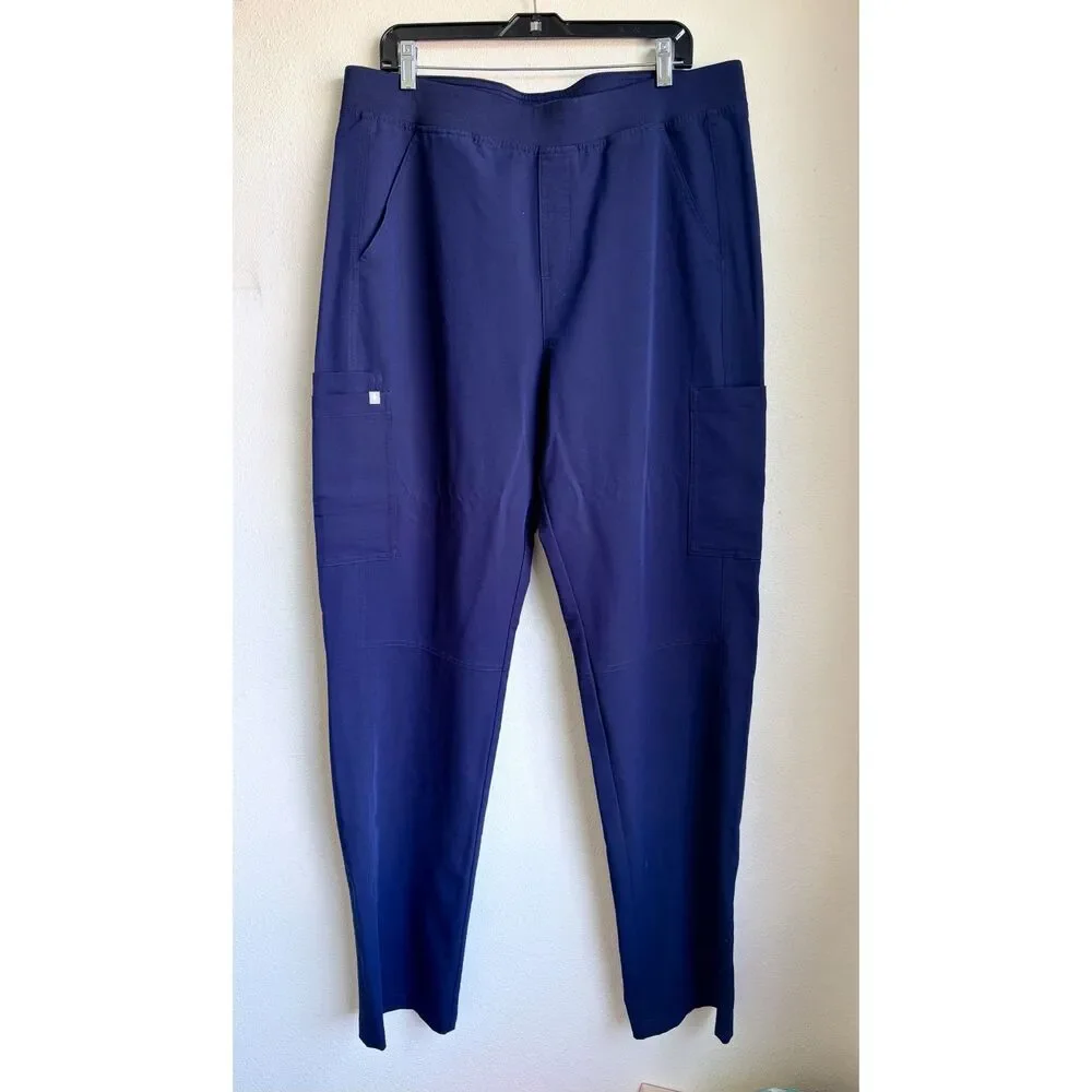FIGS Navy Blue Axim Cargo Straight Leg 7-Pocket Scrub Pants Mens XXL Tall